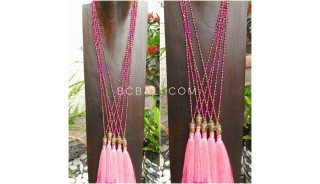 buddha head chrome gold tassels necklaces crystal beads 3color